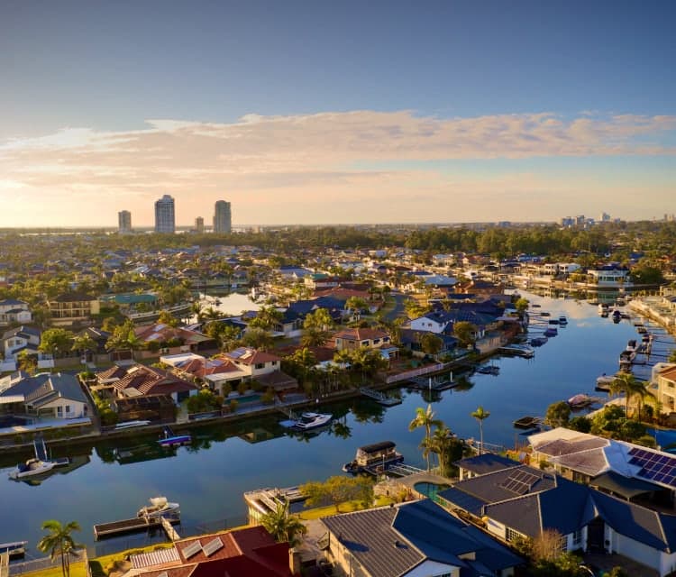 Aerial view of a suburb