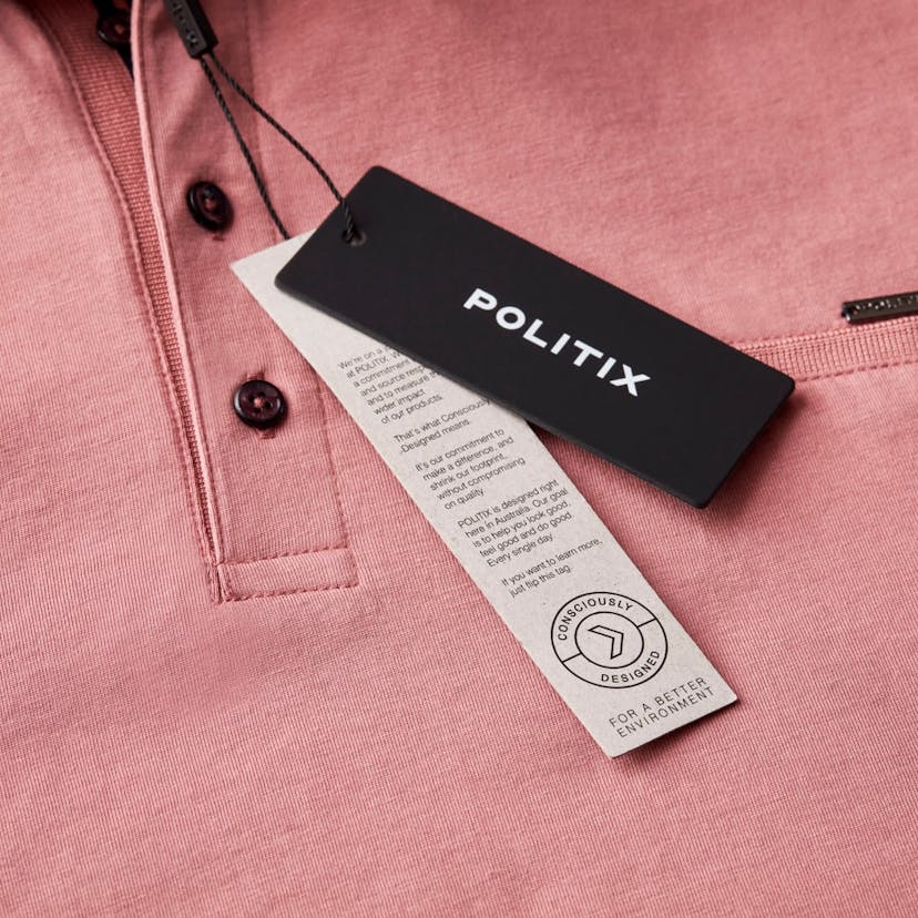 Pink polo with Politix swing tags