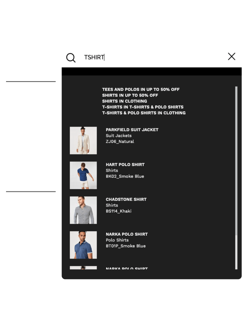 Website search user interface